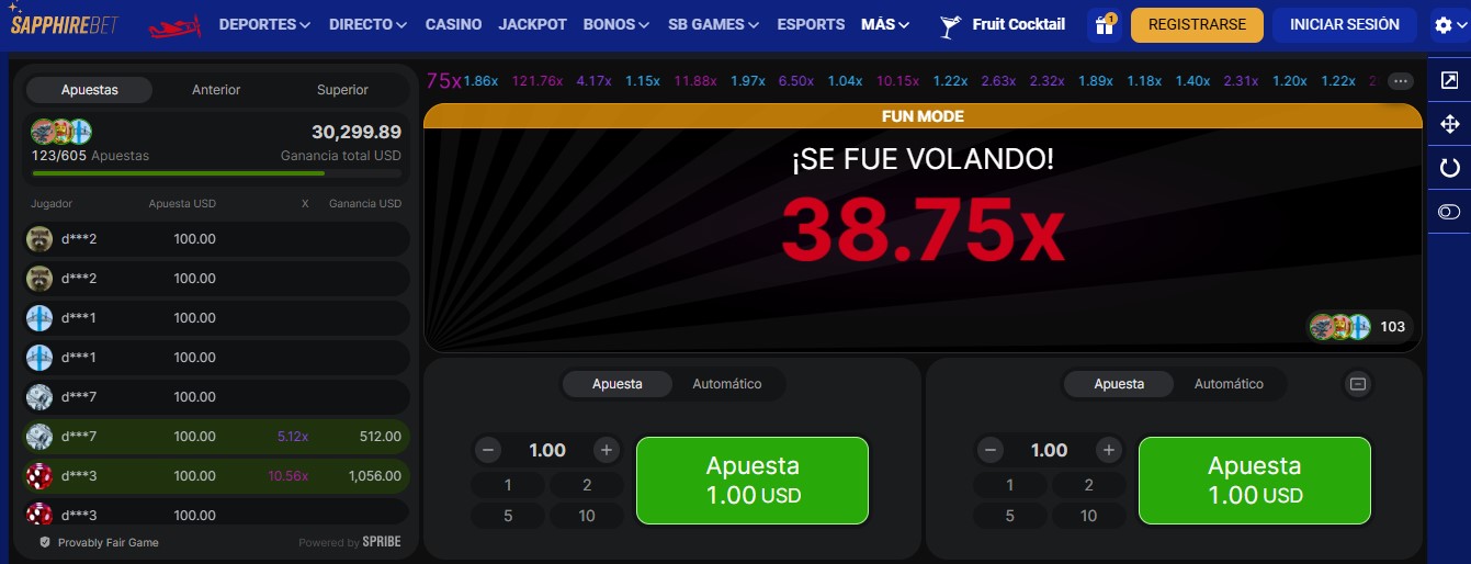 Aviator en SapphireBet